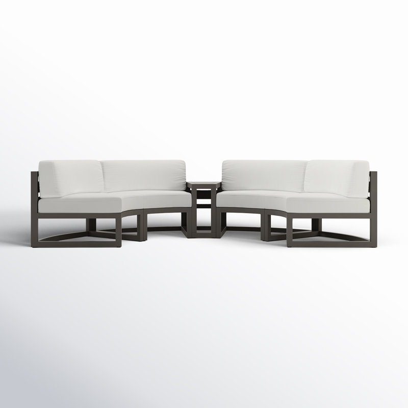 Avion 43" Wide Outdoor Curved Patio Sectional with Sunbrella Cushions, Slate, Canvas Natural Sunbrella® Canvas