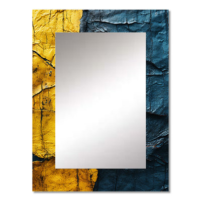Yellow Azure Harmonic collages - Abstract Collages Mirror, Modern Unique Wall Mirror, Printed Metal Art
