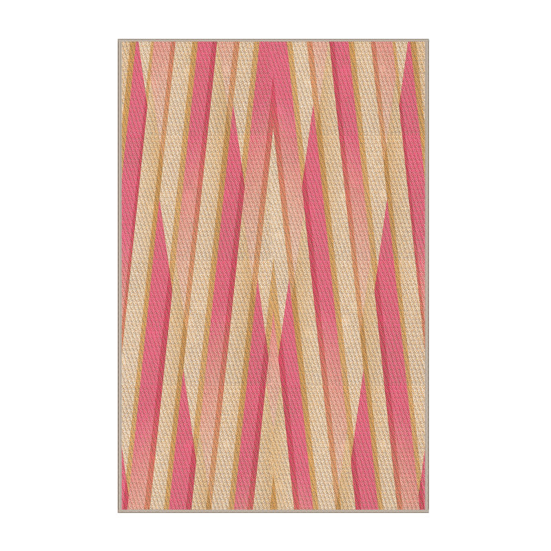Tapis abstrait en laine rose, Rectangle 5 pi x 7 pi