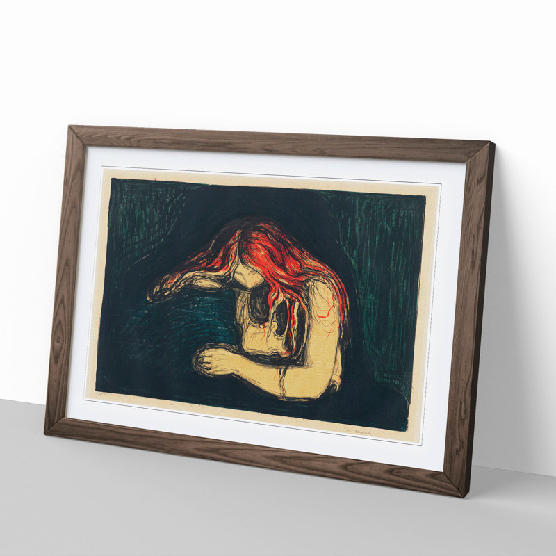 The Vampire Vol.2 by Edvard Munch - Picture Frame Painting, 36cm H x 48cm W x 2cm D, Walnut Framed