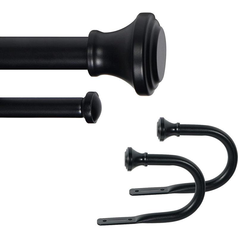 Tringle à rideaux double Yvelyne, 84" - 120", Noir