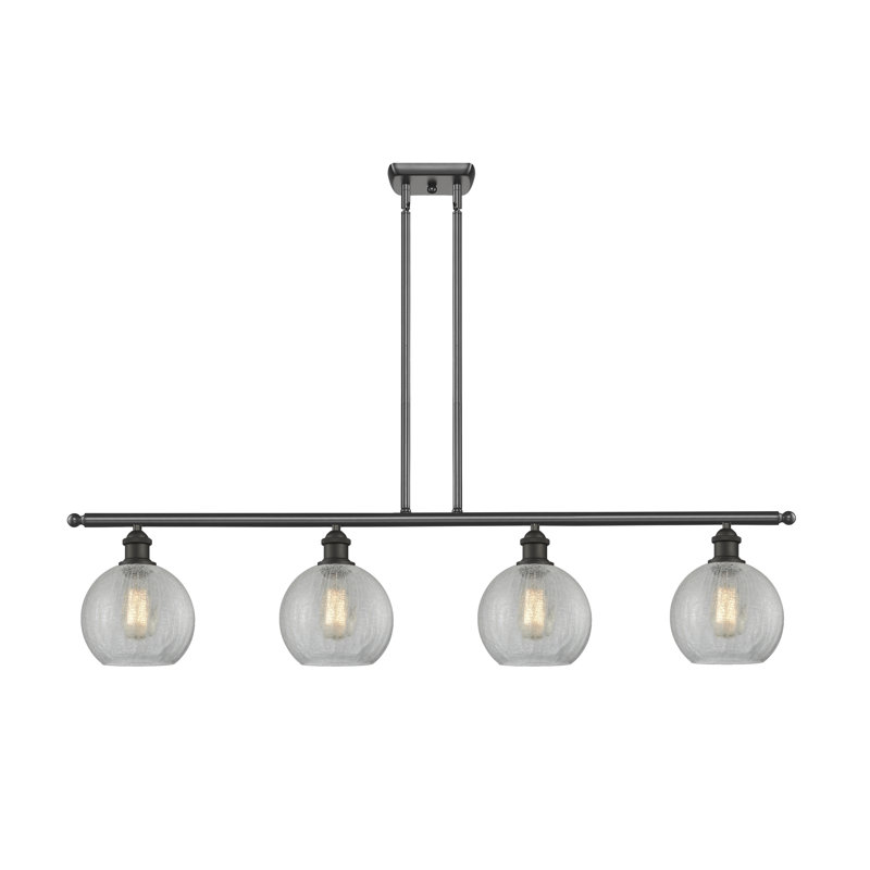 Baptista 4 - Light Kitchen Island Pendant, Clear Crackle, Oil Rubbed Bronze, No Bulb Included