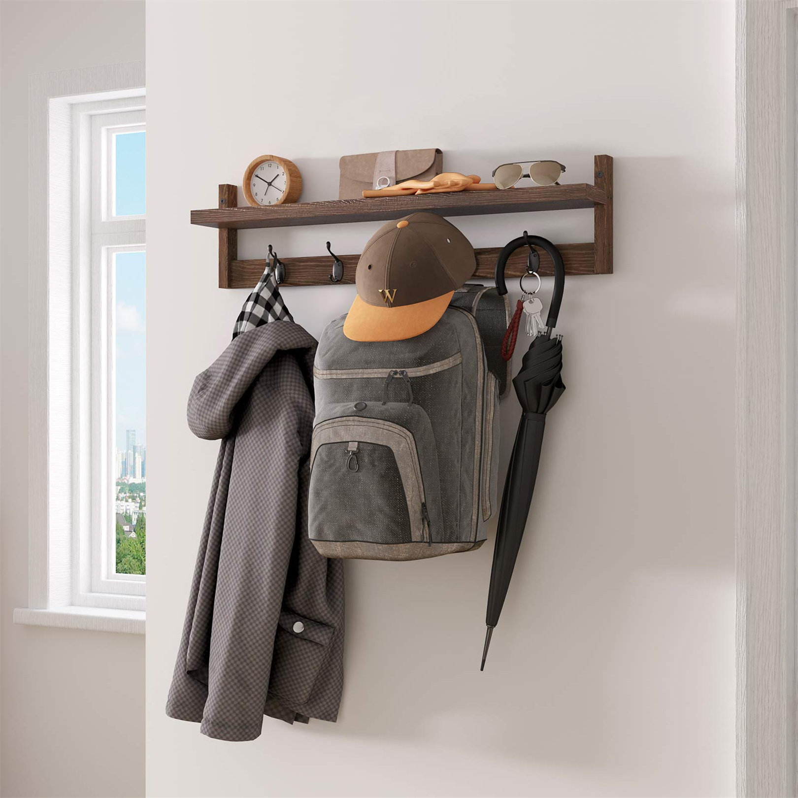 Loon Peak® Cuffy Solid Wood Wall 5 - Hook Wall Mounted Coat Rack
