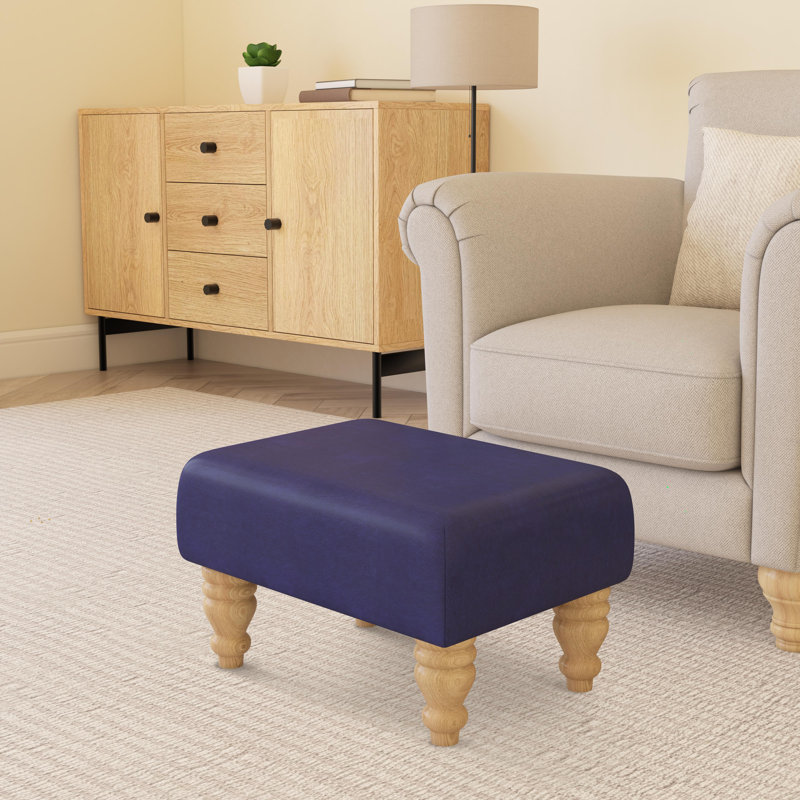 Acierno Natural Wood Turned Leg - Faux Leather, Blueberry Blue, Natural