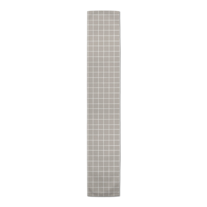 Canvar Rectangle Plaid Polyester Table Runner, 90" x 16", Light Gray