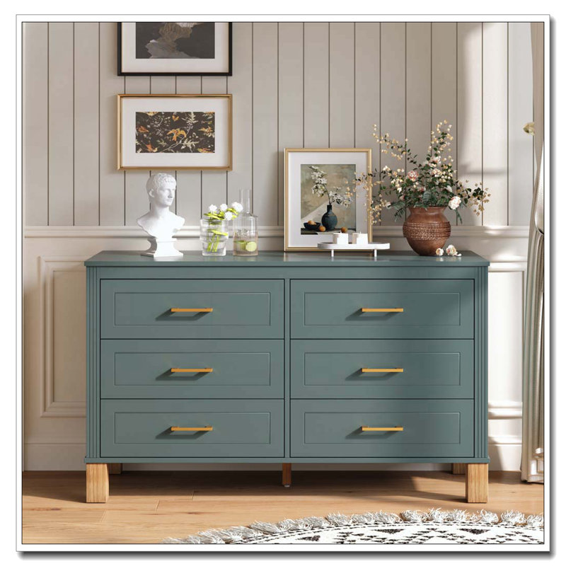 Armoire de rangement moderne avec poignées en métal et pieds en bois massif, Vert clair