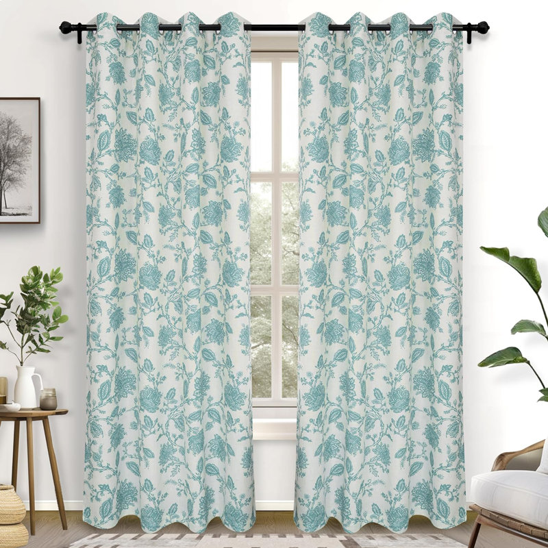 Zawacki Linen Blend Blackout Sliding Panel Pair, 52" W x 84" L, Green/Beige