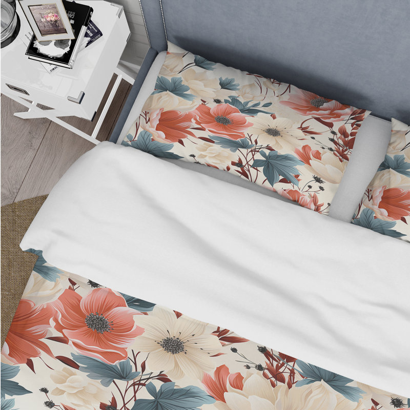 Coral White Coral White - Ensemble de housse de couette Cottage, Housse de couette pour très grand lit et 2 très