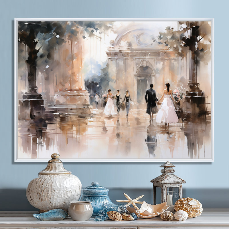 Impression sur toile Fashion Impressionist Elegance II, H 16 po x l 32 po x P 1 po, Cadre flottant blanc