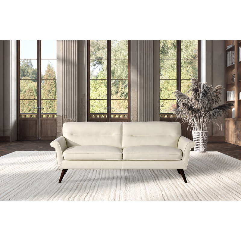 Amber Luxe 83" Leather Sofa, Cream
