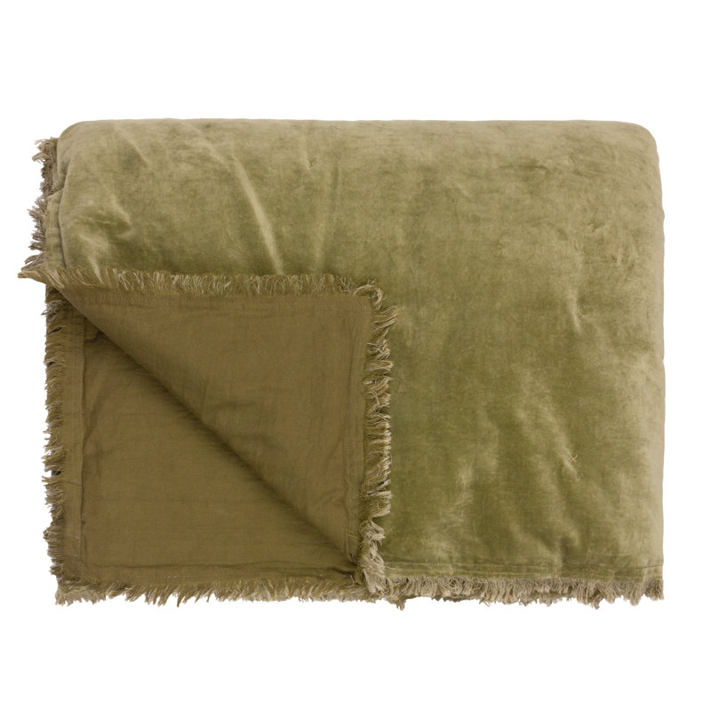 Jaye Velvet Solid Colour Bedspread, Moss