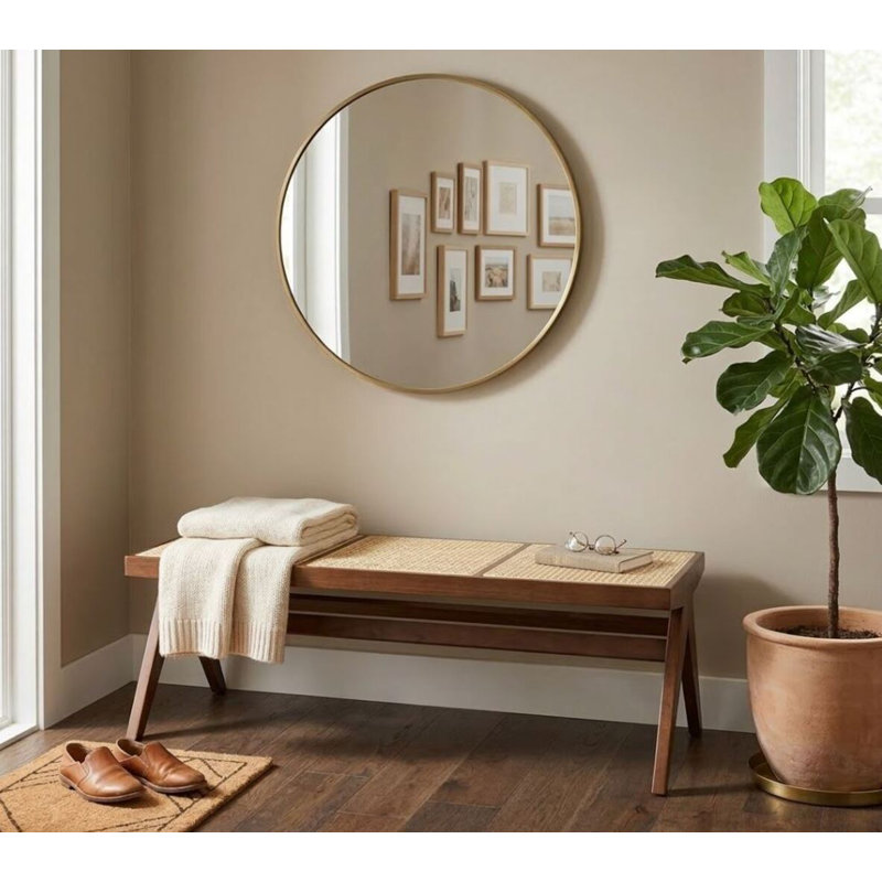 Banc en bois massif Glencairn, Noyer