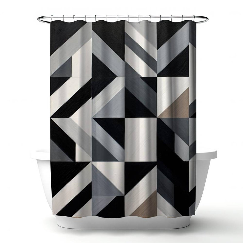 Geometric – Polyester Shower Curtain, Dye Sublimation Print, 71" W × 74" L