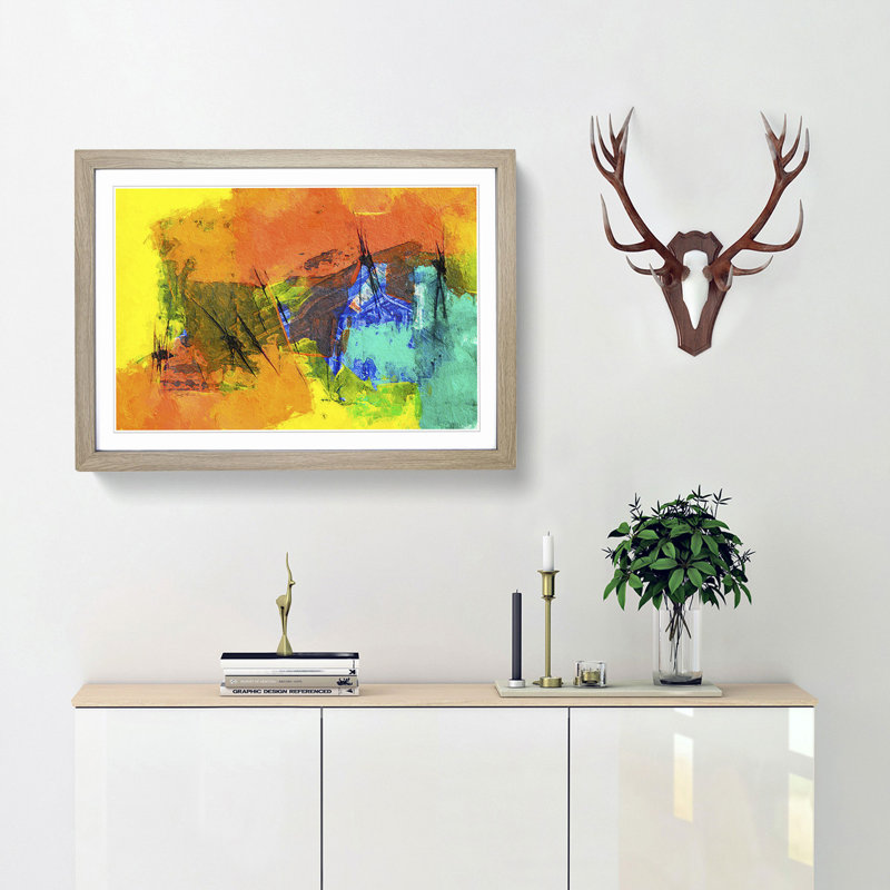 Abstract Vol.163 by S.Johnson - Single Picture Frame Painting, Oak Framed, 45cm H x 63cm W x 2cm D