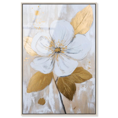 Art mural en verre acrylique à haute brillance encadré Luxe Flower III par Art Remedy, cadre argenté, 30 x 45