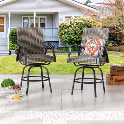 Abrien Polyethylene (PE) Wicker Outdoor 28.7'' Bar Stool