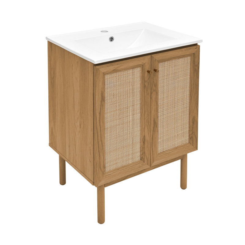 Meuble-lavabo autoportant 24 po Classe Golden, Chêne
