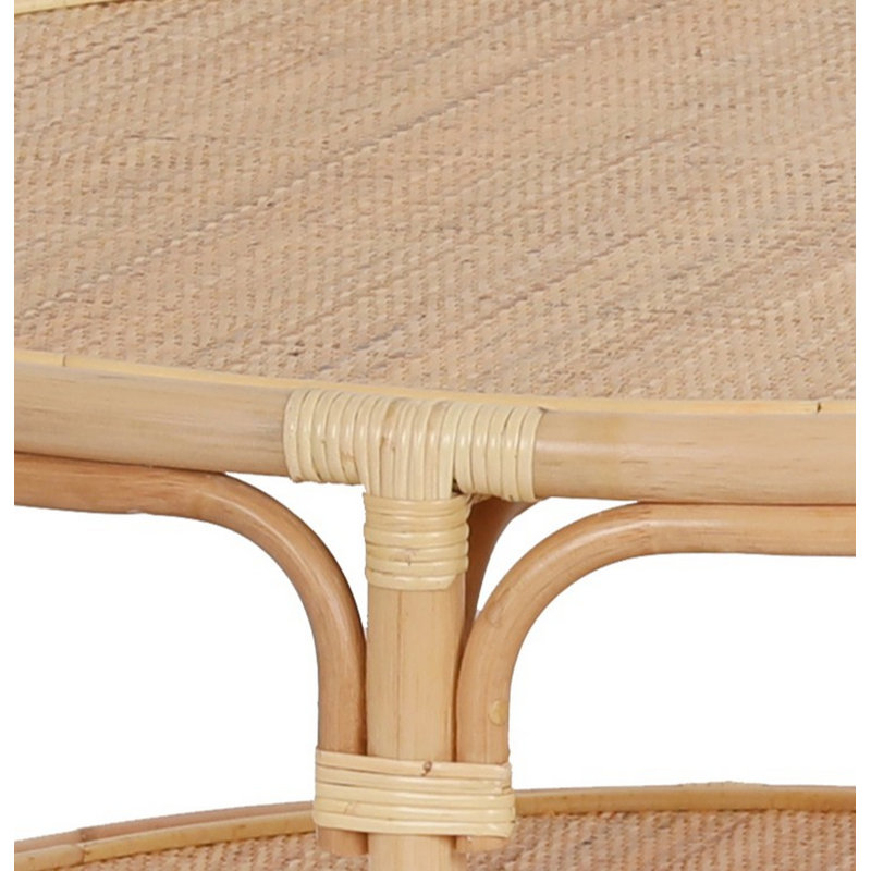 Table basse ronde en rotin beige