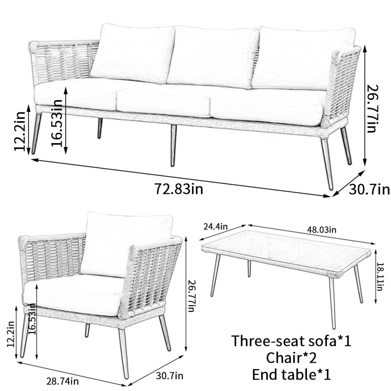 Nafne Wicker 5 - Person Patio Conversation Set with Cushions, Brown