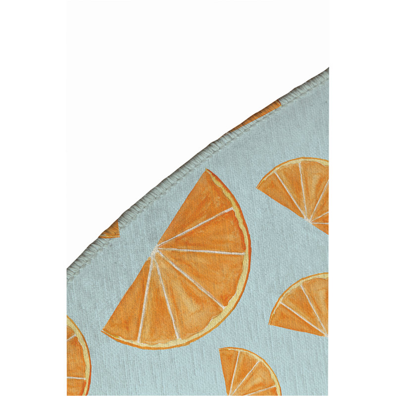 Summer Oranges Outdoor Rug, Round 5'