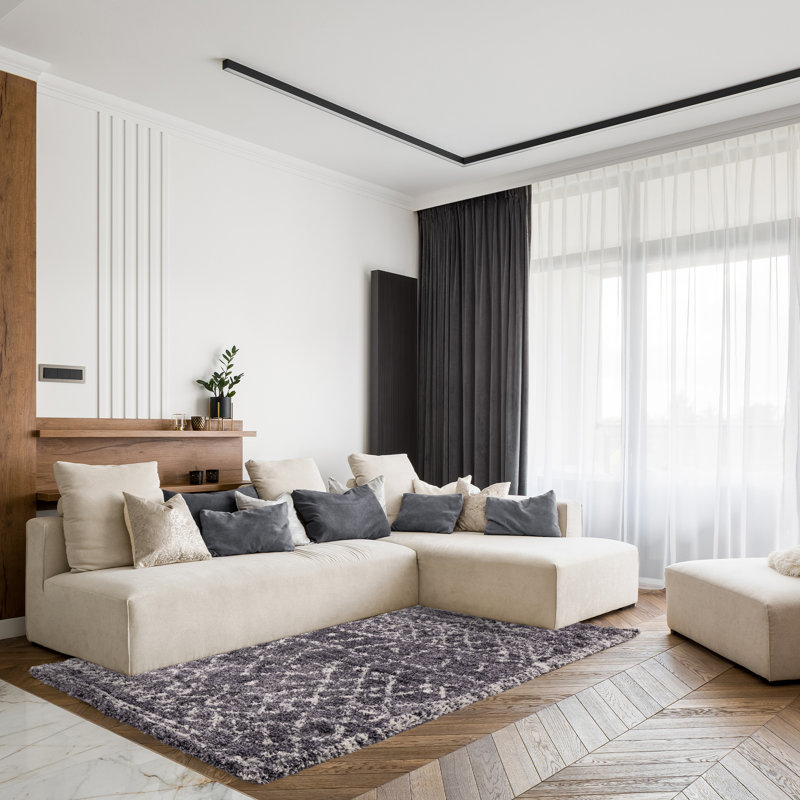Manilow Shaggy Berber Grey Rug, Rectangle 120 x 170cm