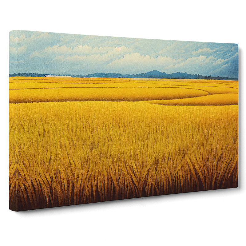 Watercolour Wheat Field Vol.4 - Wrapped Canvas, 40cm H x 60cm W x 3cm D