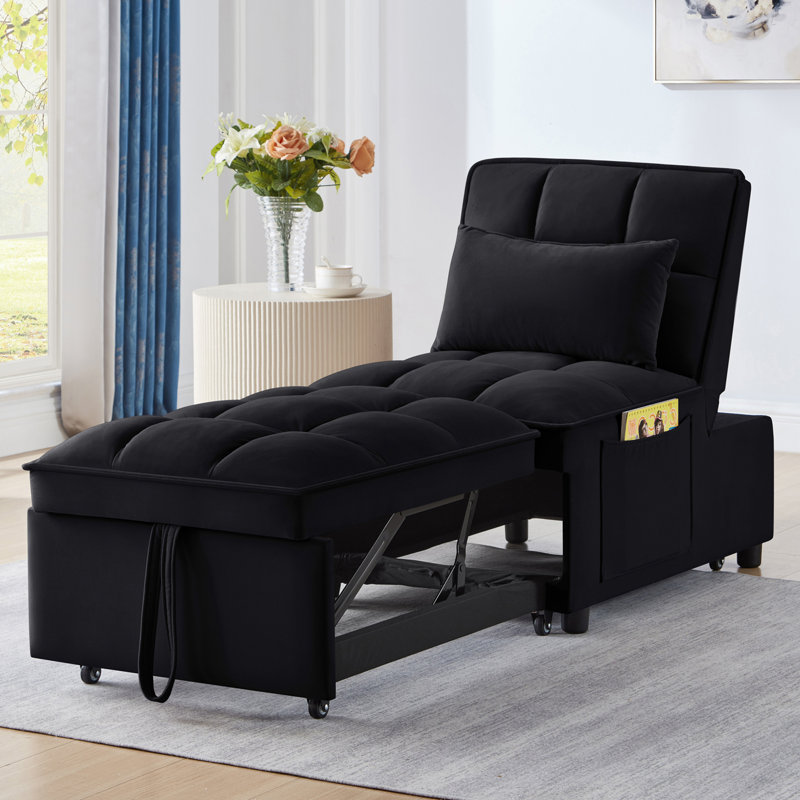 Jamayel Velvet Accent Chair, Black Velvet