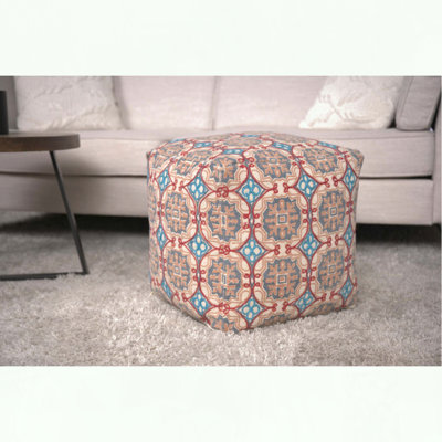 Pouf en tissu fabriqué à la main avec motif multicolore