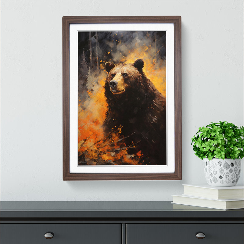 Single Picture Frame Print on Wood, Walnut Framed, 46cm H x 34cm W