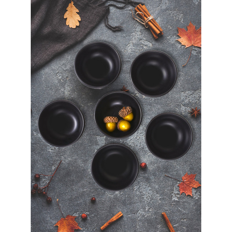 Ensemble de bols élégants en céramique (6 pièces), noir, 3,1 pouces | 100% céramique, va au lave-vaisselle jusqu'à 140 ° F, va au micro-ondes | Parfait pour servir, mélanger et ranger | Articles de cuisine élégants et durables