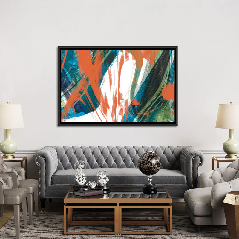 « marbleed abstraction ii », reproduction sur toile, H 18 po x l 26 po x P 1,5 po, Toile avec cadre noir, Pas de tapis
