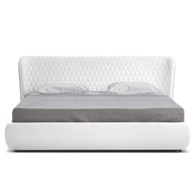 Lit plateforme en tissu d'ameublement, Grand, Blanc