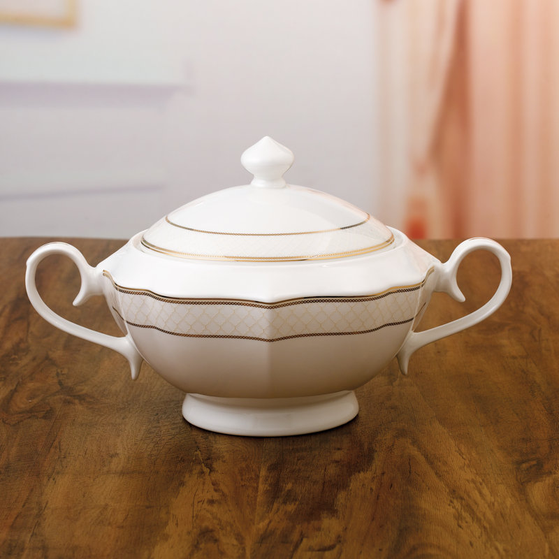 La Luna Bone China 3,5 pte Soupière, Blanc/doré