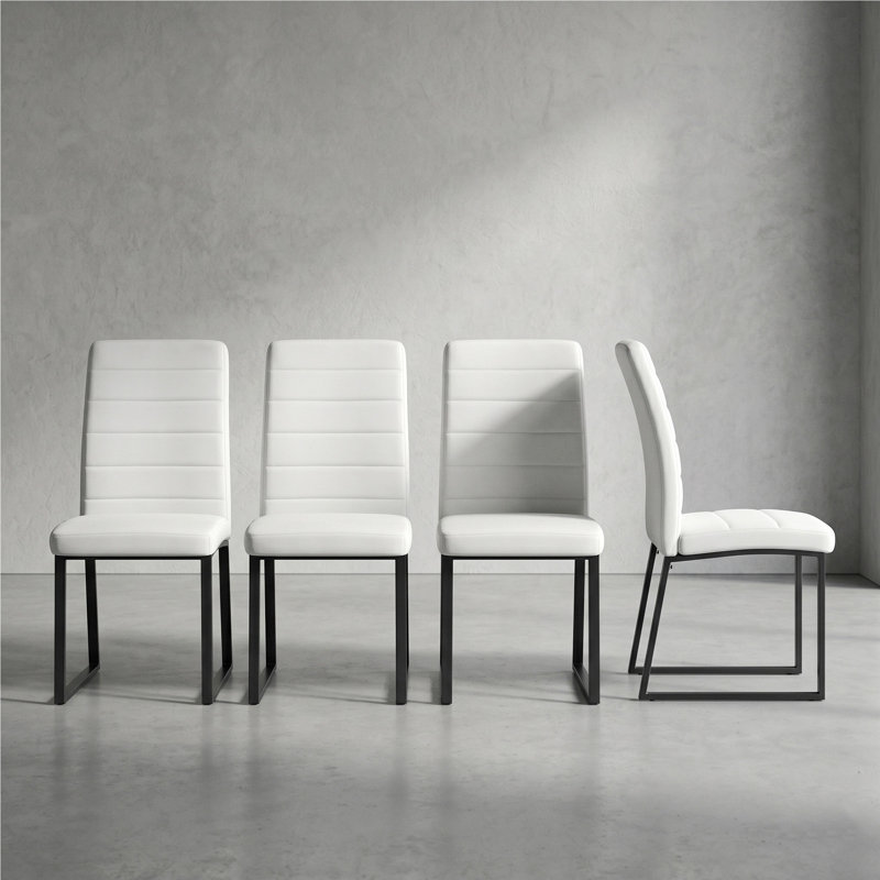Ensemble de 4 chaises de bureau / salle à manger en polyuréthane de première qualité avec mousse haute densité, pieds en fer robuste (peinture en aérosol) et plusieurs couleurs. Assemblage facile