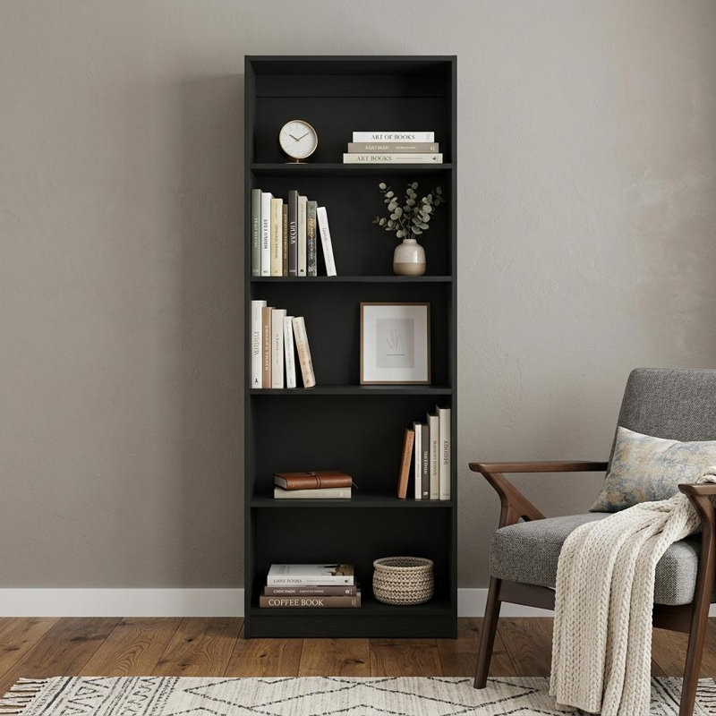 Modifier le nom sur le site Bibliothèque moderne Lexington à 4 niveaux, étagère haute autoportante avec étagères ouvertes pour salon et bureau à domicile