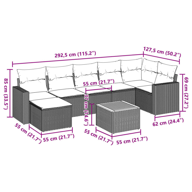 Ensemble de canapé de jardin Vidaxl