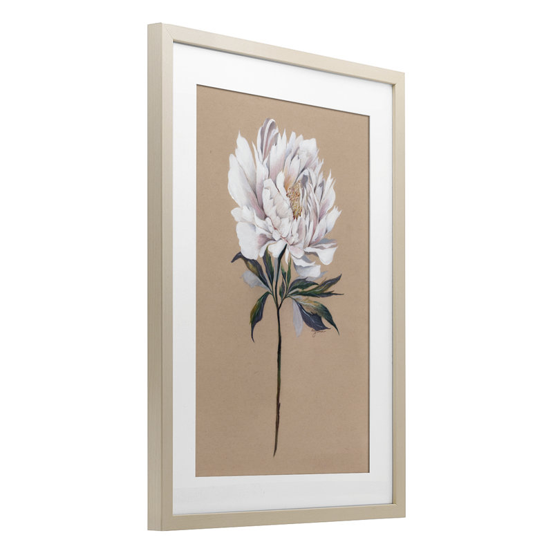 Branche de fleur blanche, reproduction encadrée sous verre, conception de Cady, Cadre de récolte en pin, H 20 po x l 14 po