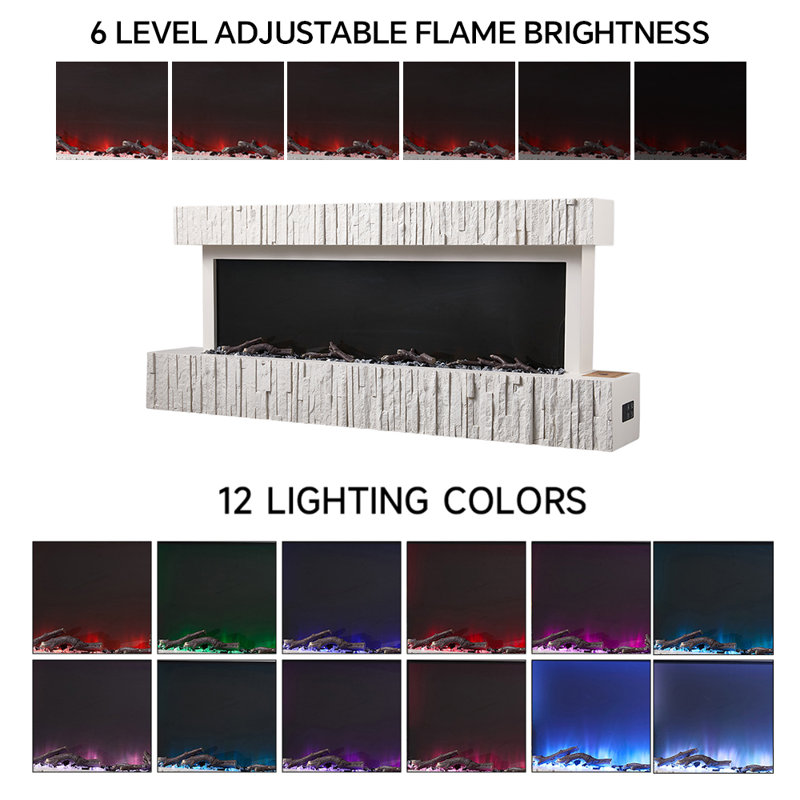 Wall-Mounted Electric Fireplace – White