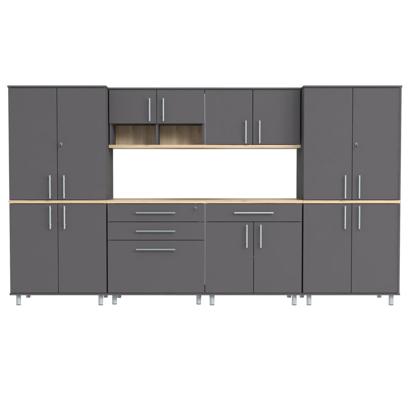 Ceasare 6 Piece Storage System, Dark Gray/Maple