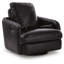 Modie Swivel Glider Recliner Chair with One Pull Motion, Black Leather