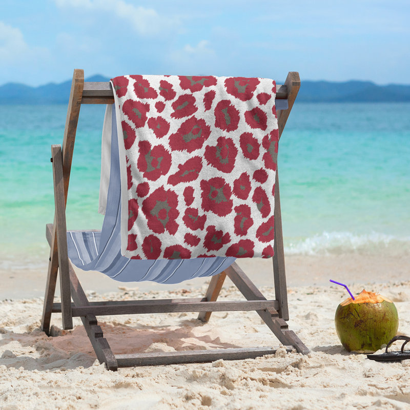 Serviette de plage Holderness, Microfibre, Blanc / étain / rouge