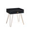 Table d'appoint Mid-Century 23,5 po avec tiroir et pieds en épingle en cuivre