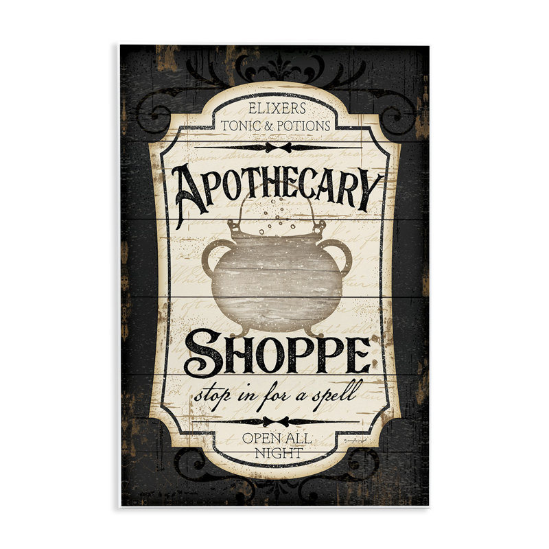 «Apothecary Shoppe Spooky Halloween Sign Witch Potion Cauldron» par Jennifer Pugh - impression, H 15 po x l 10 po