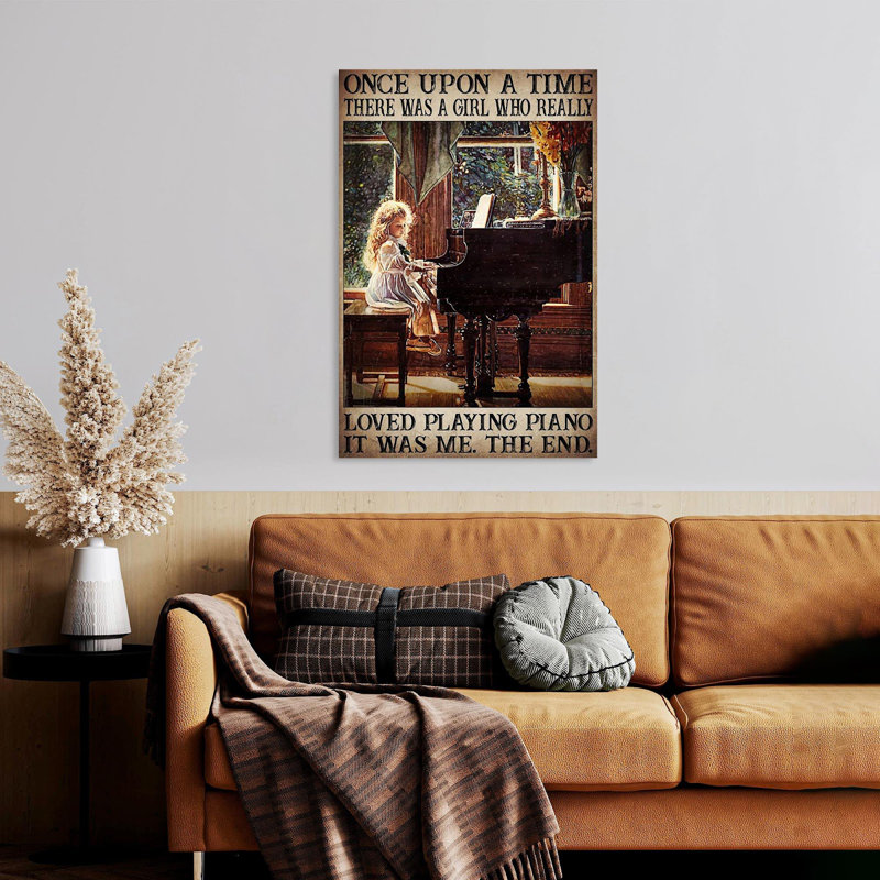 «L légendaire jouant du piano, petite fille», impression sur toile tendue, H 36 po x l 24 po x P 1,25 po