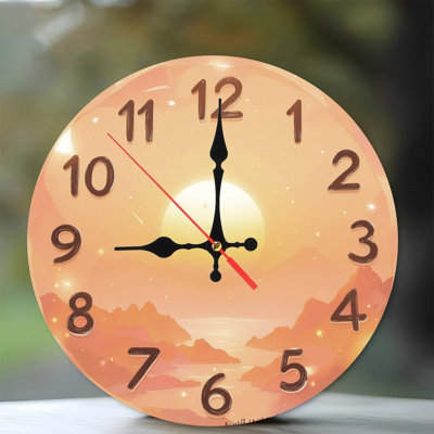 Horloge avec coucher de soleil
