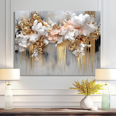 Whispering Cascade Of Gold And White Fractal I - Fractals Wall Art