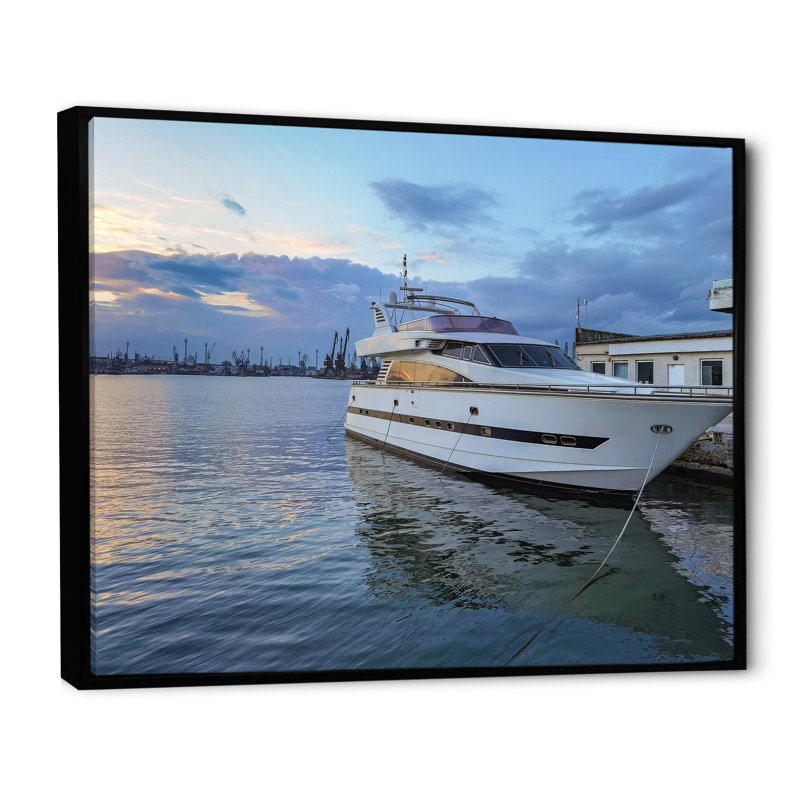 Yacht, bateau, sérénité, photo sur toile, H 12 po x l 20 po x P 1 po, Cadre flottant noir
