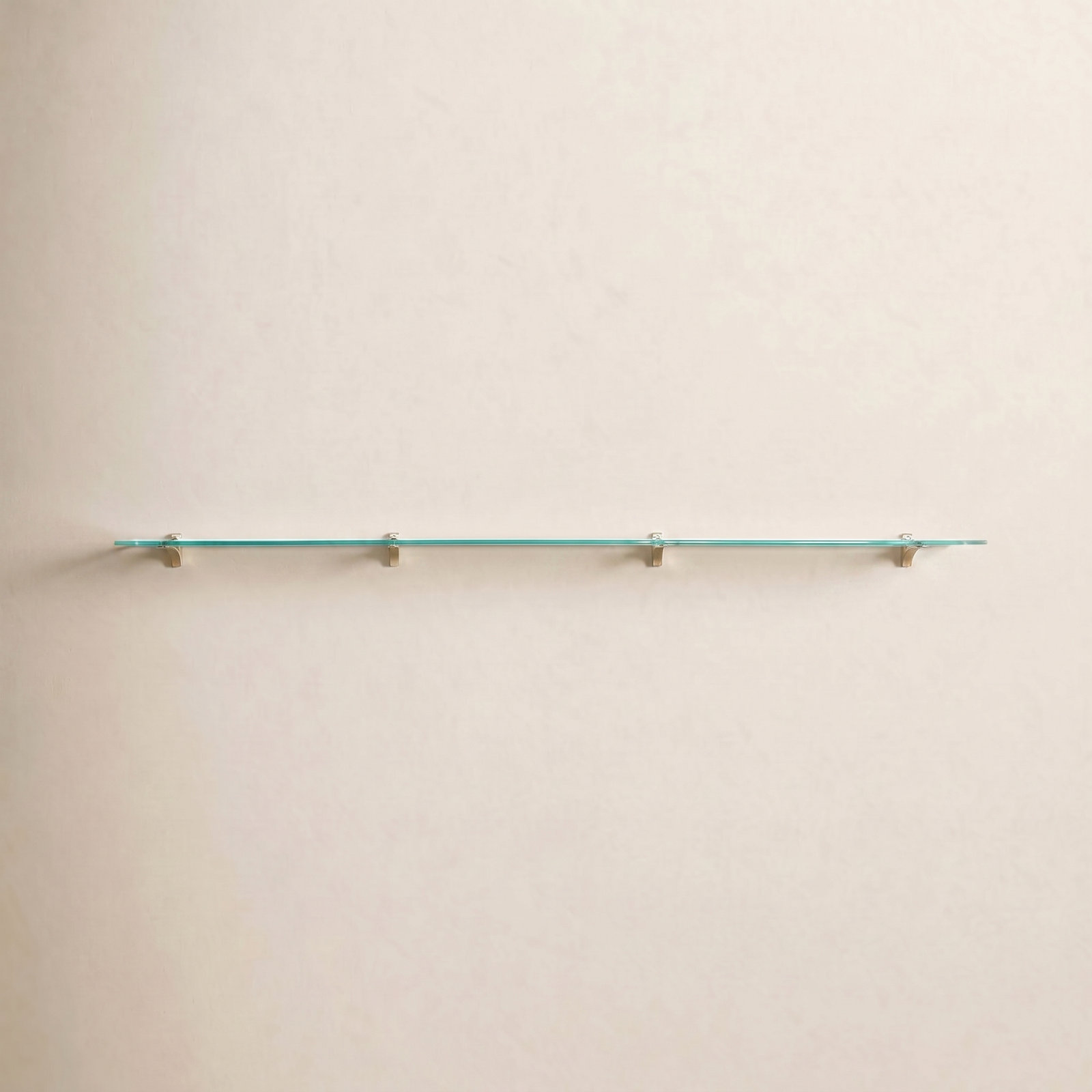 Earlham 72" Rectangular Glass Bracket Shelf, Brass