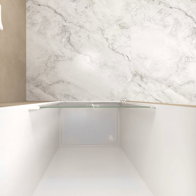 Porte de douche pliante de 35 à 34 po x 72 po, verre trempé de 1/4 po (6 mm), cadre en aluminium chromé, film antidéflagrant