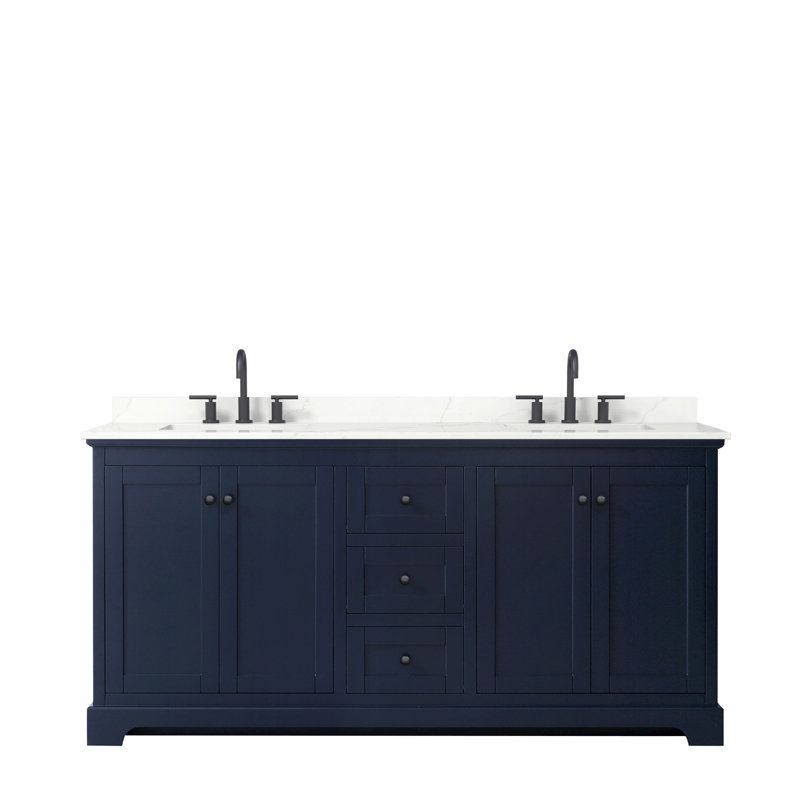 Meuble-lavabo double autoportant avec plateau Avery, Quartz Giotto, Blanc2, Noir mat